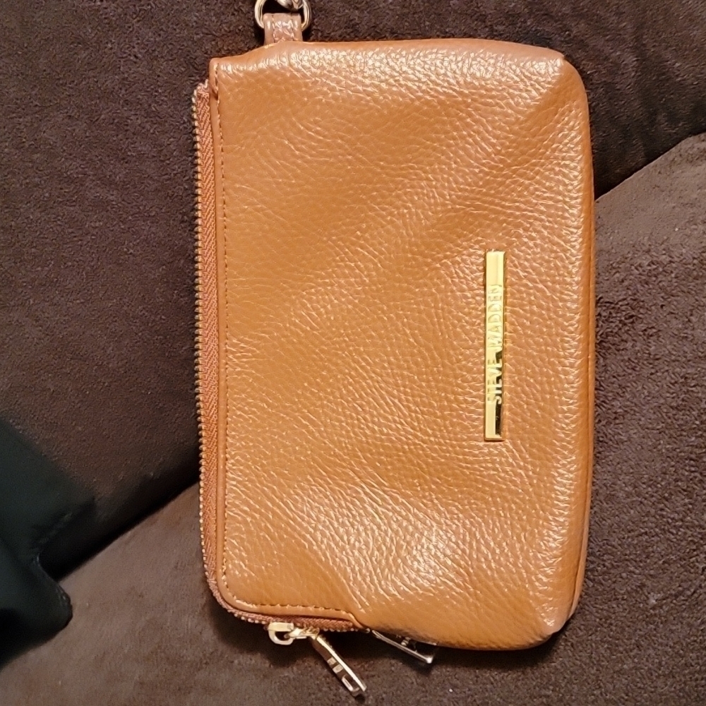 Steve Madden Brown Wristlet with Clip Wrist Strap